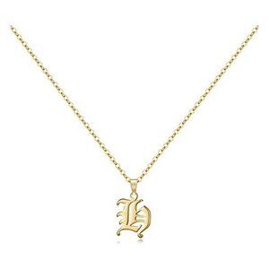 Letter H - Gold Old English Initial Necklace​